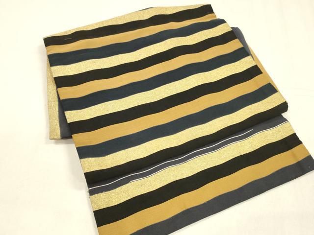 平和屋着物 爪掻き本綴れ つけ帯 横段文 金糸 正絹 cm