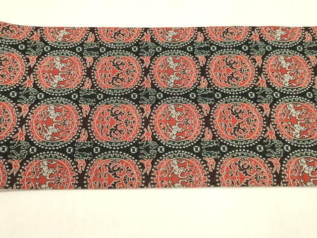 平和屋着物○全通柄九寸名古屋帯 円文白虎朱雀錦