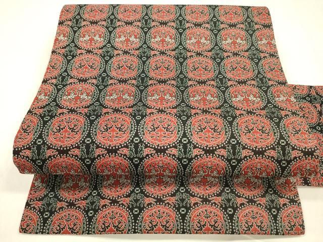 平和屋着物○全通柄九寸名古屋帯 円文白虎朱雀錦