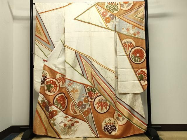 平和屋着物 豪華振袖 駒刺繍 飛鳥花丸文 金彩 正絹 gh