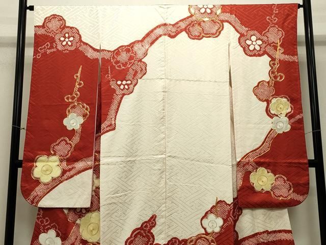 平和屋着物 豪華振袖 駒刺繍 絞り 枝梅文 正絹 gh