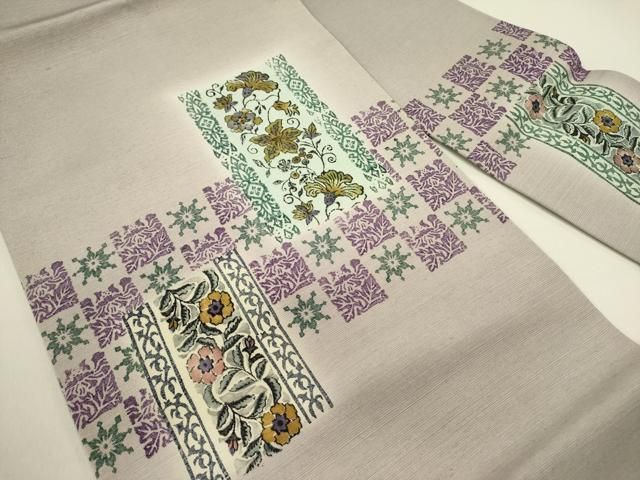 平和屋着物○九寸名古屋帯 更紗花文 正絹 逸品 DAAZ2799op - メルカリ