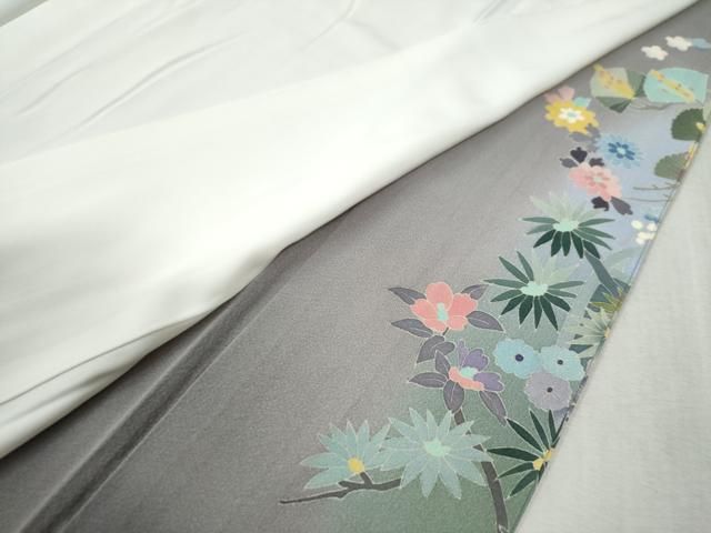 平和屋着物●本加賀友禅作家　村下信幸　色留袖　草花文　暈し染め　正絹　逸品　CAAZ3858yc 平和屋着物○本加賀友禅作家 村下信幸 色留袖 草花文 暈し染め 正絹