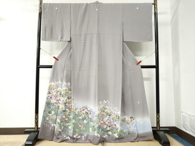 平和屋着物●本加賀友禅作家　村下信幸　色留袖　草花文　暈し染め　正絹　逸品　CAAZ3858yc 平和屋着物○本加賀友禅作家 村下信幸 色留袖 草花文 暈し染め 正絹