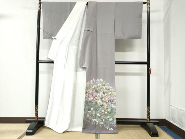 平和屋着物 本加賀友禅作家 村下信幸 色留袖 草花文 暈し染め 正絹 yc