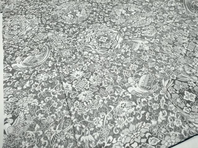 平和屋着物●上質なお召　天目織　更紗花鳥文　正絹　逸品　CAAZ3872yc 平和屋着物○上質なお召 天目織 更紗花鳥文 正絹 逸品 CAAZ3872yc