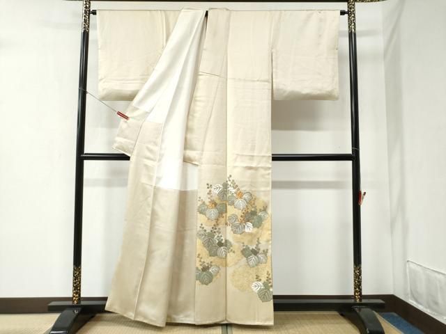 平和屋着物 豪華色留袖 駒刺繍 雲取り桐文 金彩 正絹 yc