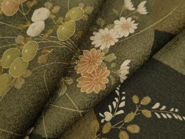 平和屋着物 こむさでもーど COMME CA DU MODE 小紋 破れ色紙万寿菊草花文 洗える着物 yc