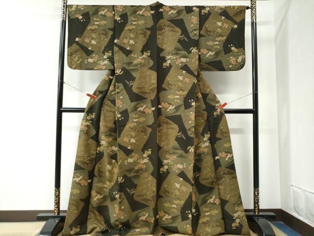 平和屋着物 こむさでもーど COMME CA DU MODE 小紋 破れ色紙万寿菊草花文 洗える着物 yc