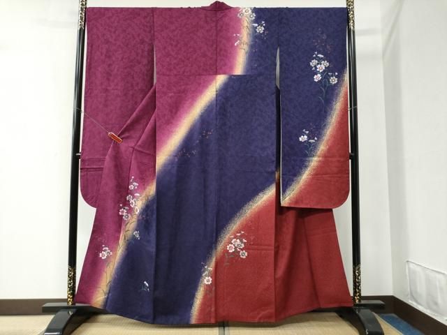 平和屋着物 豪華振袖 草花文 暈し染め 金彩 やまと誂製 正絹 yc