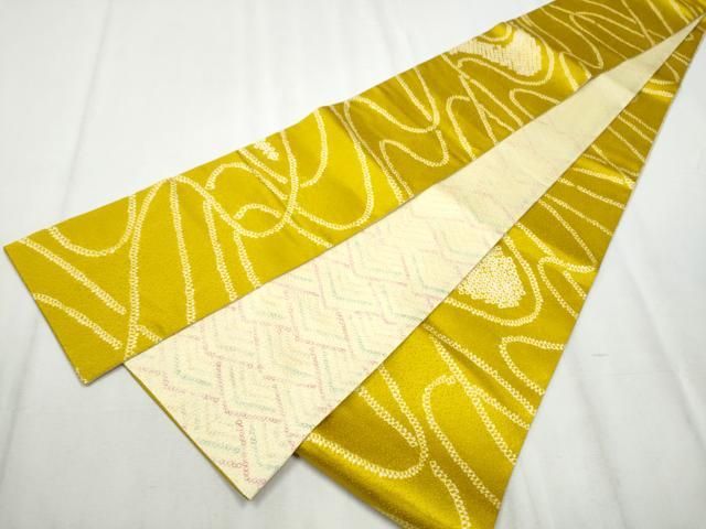 平和屋着物 両面 半幅帯 絞り 流水文 正絹 hy