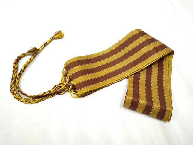 平和屋着物 本場黄八丈 紬 伊達締め 縞 正絹 hy