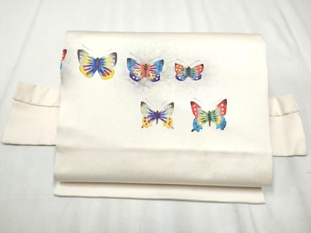 平和屋着物 つけ帯 型染め 舞蝶文 正絹 hy