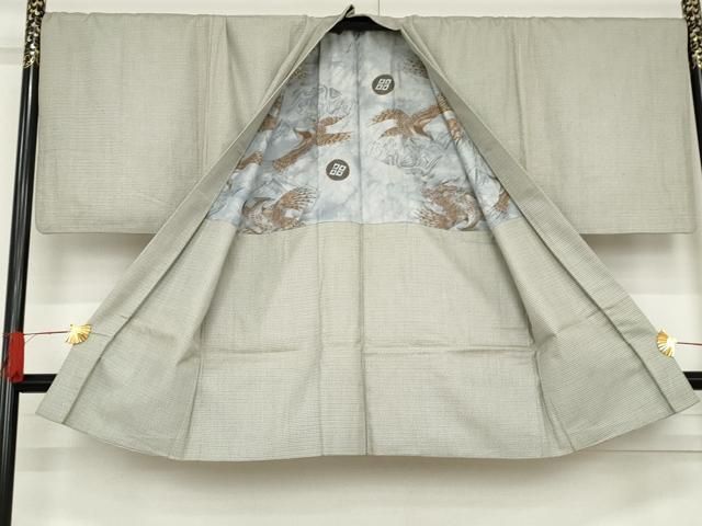 平和屋着物●男性　紬　亀甲柄　キングサイズ　正絹　逸品　AABD6354cs 平和屋着物○男性 紬 亀甲柄 キングサイズ 正絹 逸品 AABD6354cs 楽天