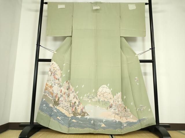 平和屋着物 染元 粋峰 林芳夫 京加賀友禅 色留袖 水辺風景樹林文 正絹 az