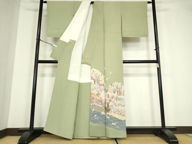 平和屋着物 染元 粋峰 林芳夫 京加賀友禅 色留袖 水辺風景樹林文 正絹 az