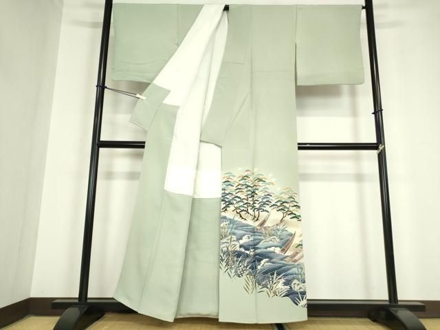 平和屋着物 本加賀友禅作家 村田幸司 色留袖 水辺風景松文 正絹 az