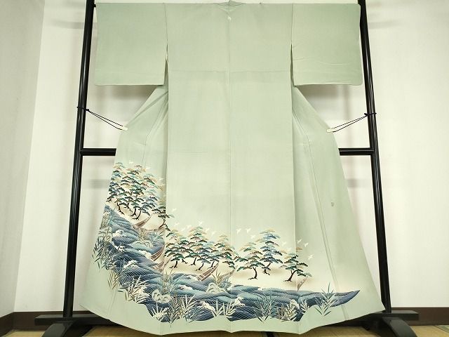 平和屋着物 本加賀友禅作家 村田幸司 色留袖 水辺風景松文 正絹 az