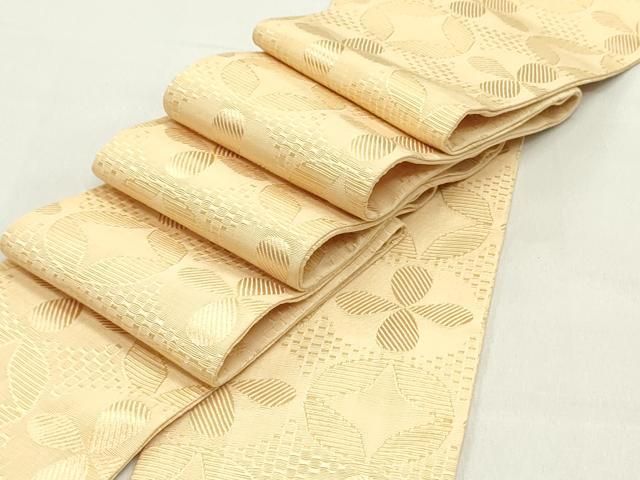 平和屋着物 男性 本場筑前博多織 角帯 七宝花文 香色 正絹 ob