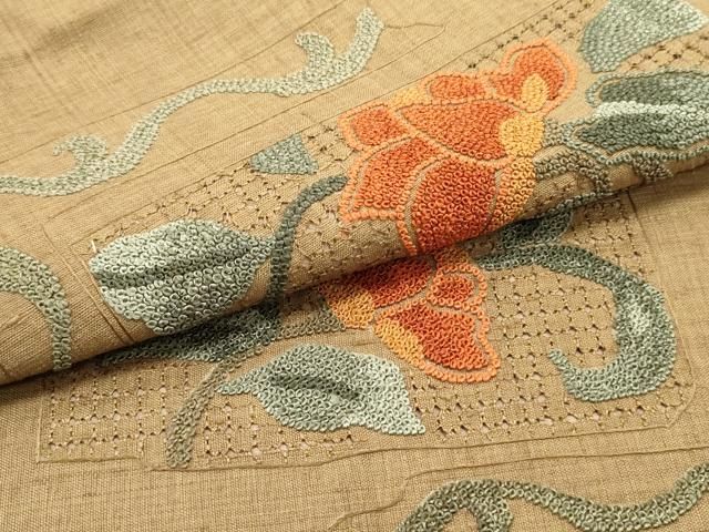 専用帯3705●高級正絹中国三大刺繍 相良刺繍 汕頭刺繍片面全通リバーシブル袋帯 平和屋着物○中国三大刺繍 スワトウ刺繍 汕頭刺繍 相良刺繍 総刺繍 九