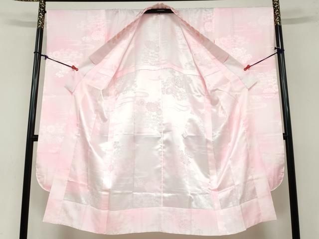 平和屋着物●振袖用長襦袢　無双仕立て　草花地紋　暈し染め　半衿刺繍　洗える着物　DAAZ7361ud 平和屋着物○振袖用長襦袢 無双仕立て 草花地紋 暈し染め 半衿