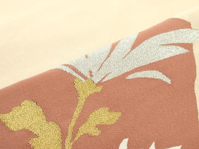 平和屋着物○爪掻き本綴れ 八寸名古屋帯 霞草花文 金銀糸 正絹 逸品