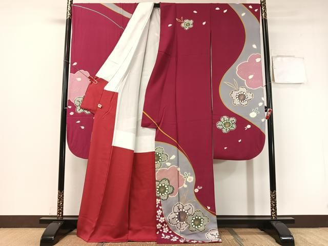 平和屋着物 豪華振袖 絞り 流水舞桜 金彩 まるやま扱い 正絹 vp