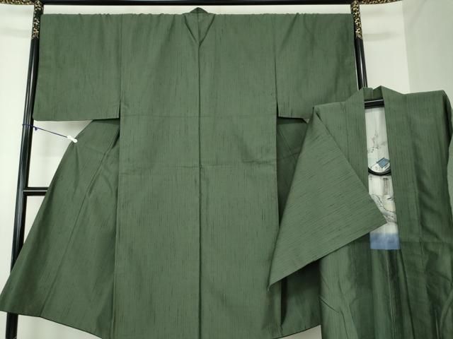 平和屋着物●男性　紬　アンサンブル　濃柳煤竹色　正絹　逸品　DABA1078ps 平和屋着物○男性 紬 アンサンブル 濃柳煤竹色 正絹 逸品 DABA1078ps