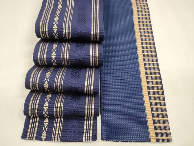 平和屋着物 男性 本場筑前博多織 両面 角帯 献上 格子 正絹 cm