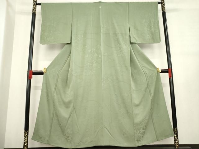 平和屋着物 上質な色無地 花蔦草地紋 岩井茶色 正絹 ck