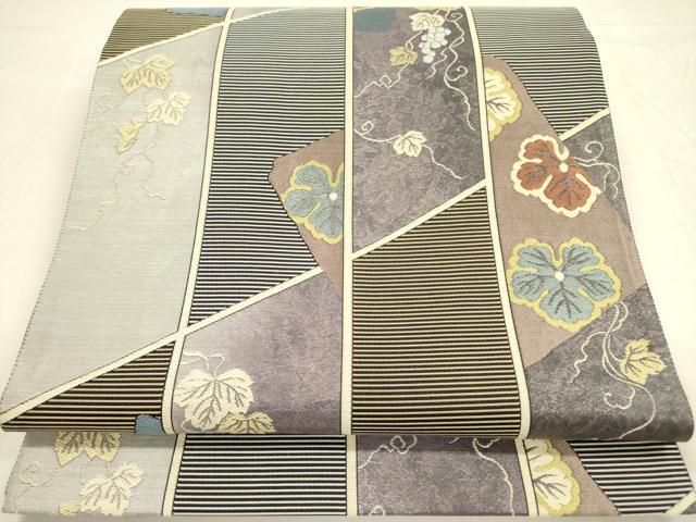 平和屋着物○六通柄袋帯 唐織 葡萄蔦の葉文 正絹 逸品 DABA6059op