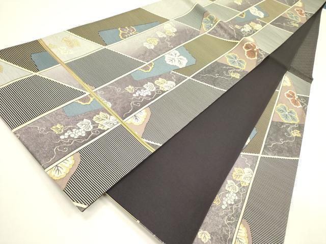 平和屋着物○六通柄袋帯 唐織 葡萄蔦の葉文 正絹 逸品 DABA6059op