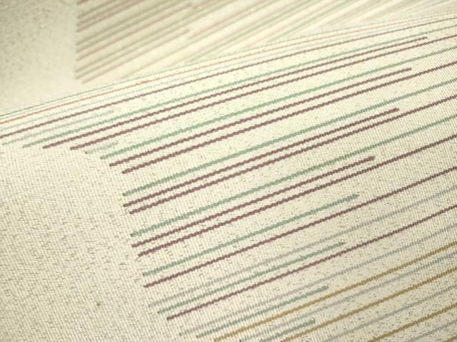 平和屋着物○爪掻き本綴れ 八寸名古屋帯 横段文 銀糸 正絹 逸品 未使用