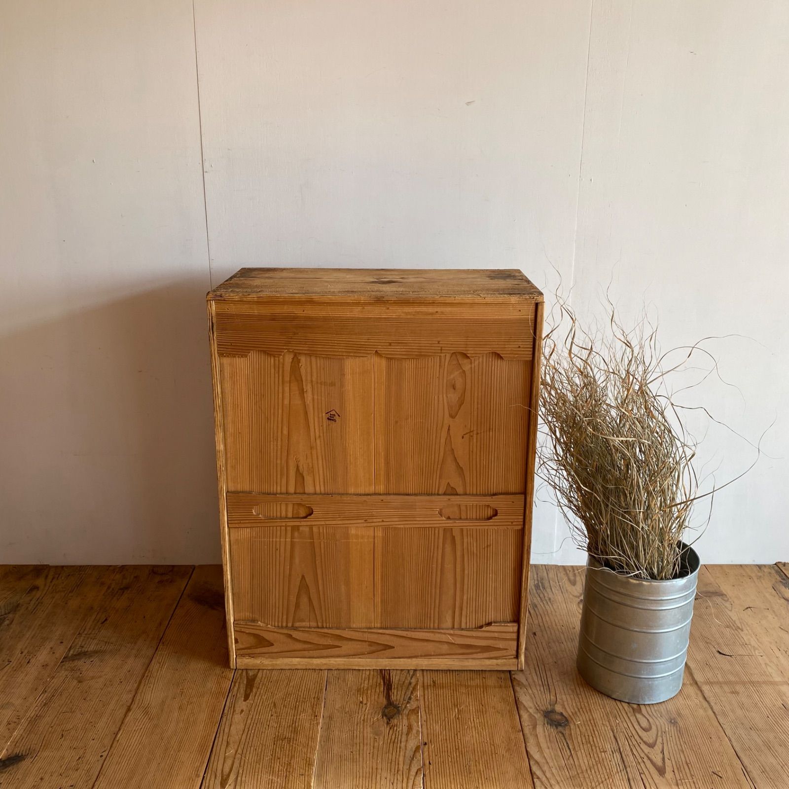 アンティーク 仕切り棚 チェスト 食器棚 書類棚 無垢材 無塗装 y329