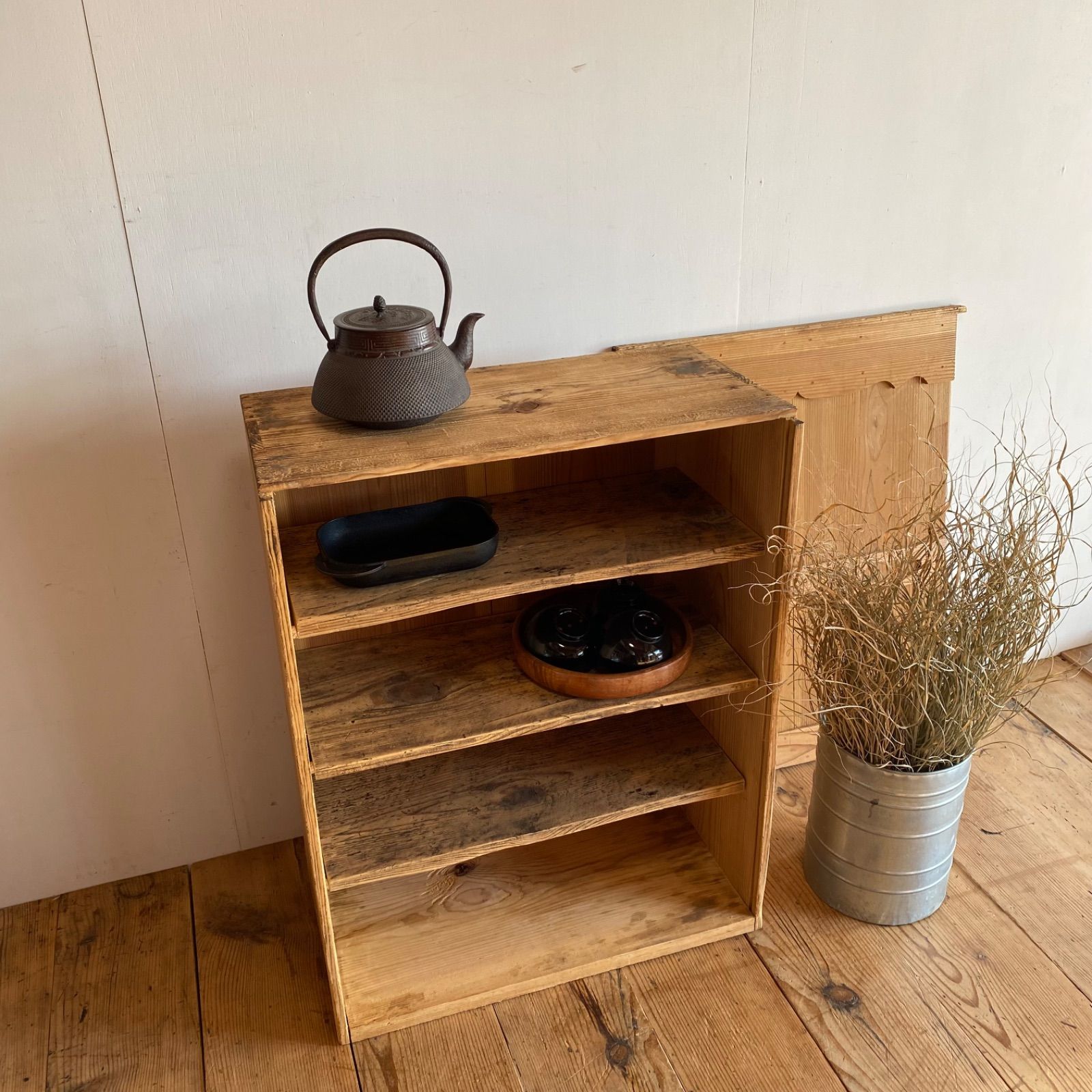 アンティーク 仕切り棚 チェスト 食器棚 書類棚 無垢材 無塗装 y329