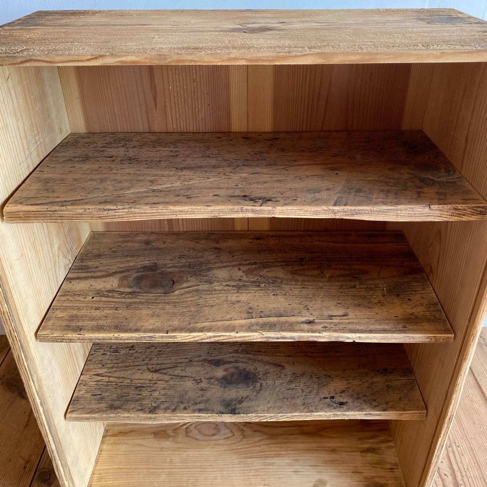 アンティーク 仕切り棚 チェスト 食器棚 書類棚 無垢材 無塗装 y329