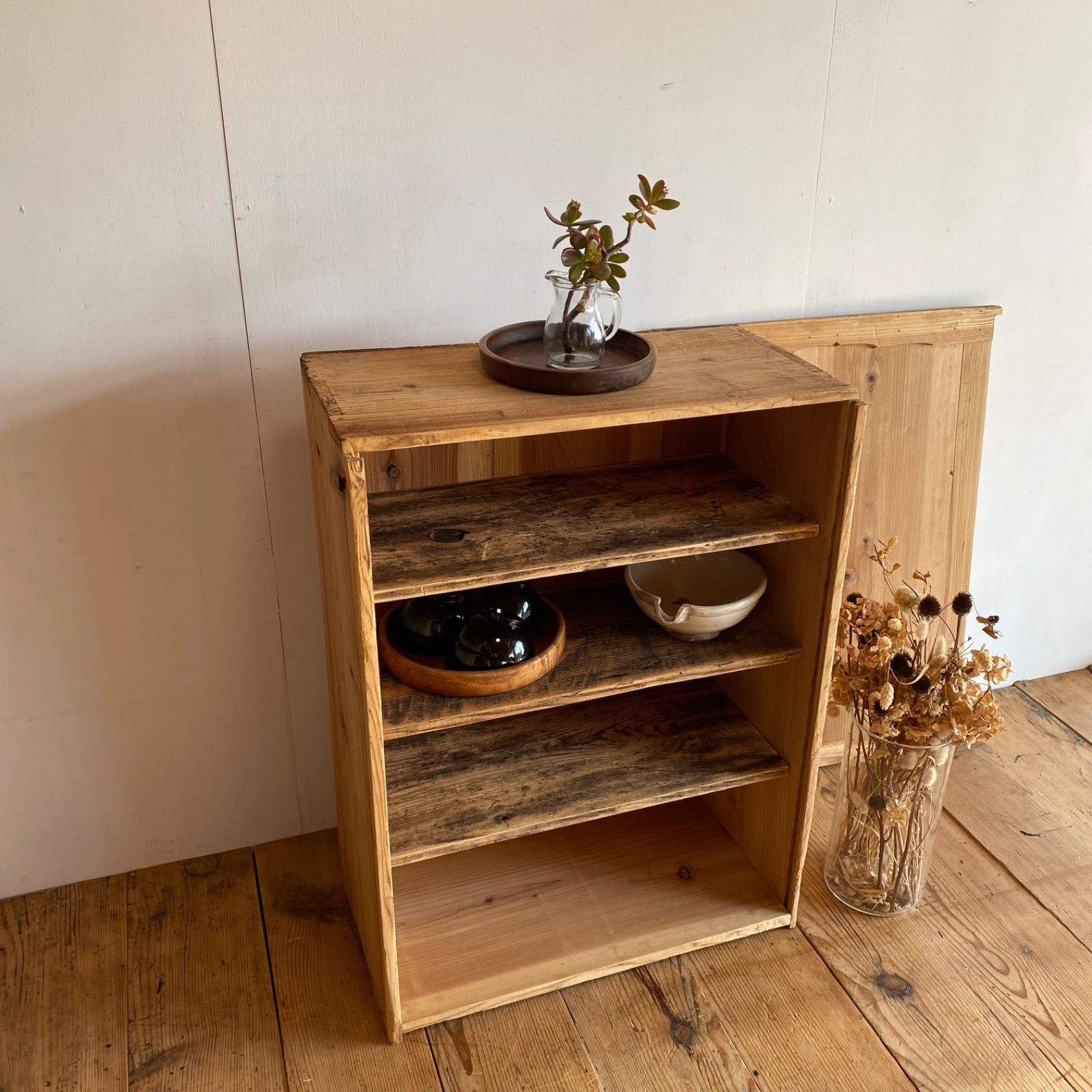 アンティーク 仕切り棚 チェスト 食器棚 書類棚 無垢材 無塗装 y330