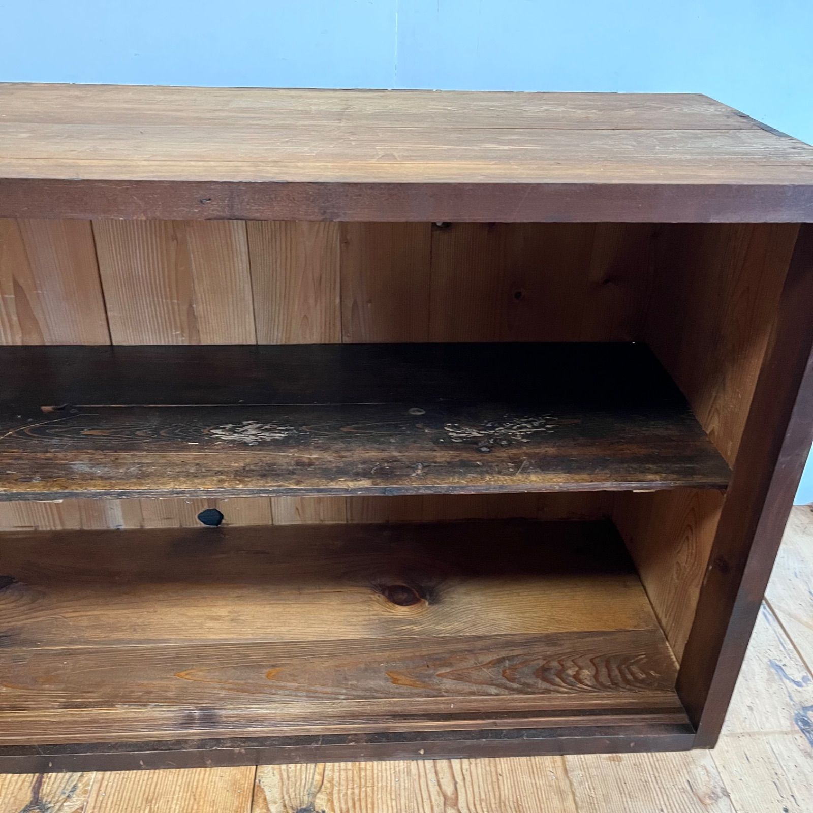 アンティーク 古家具 古道具 ガラス戸 ローボード 食器棚 水屋箪笥