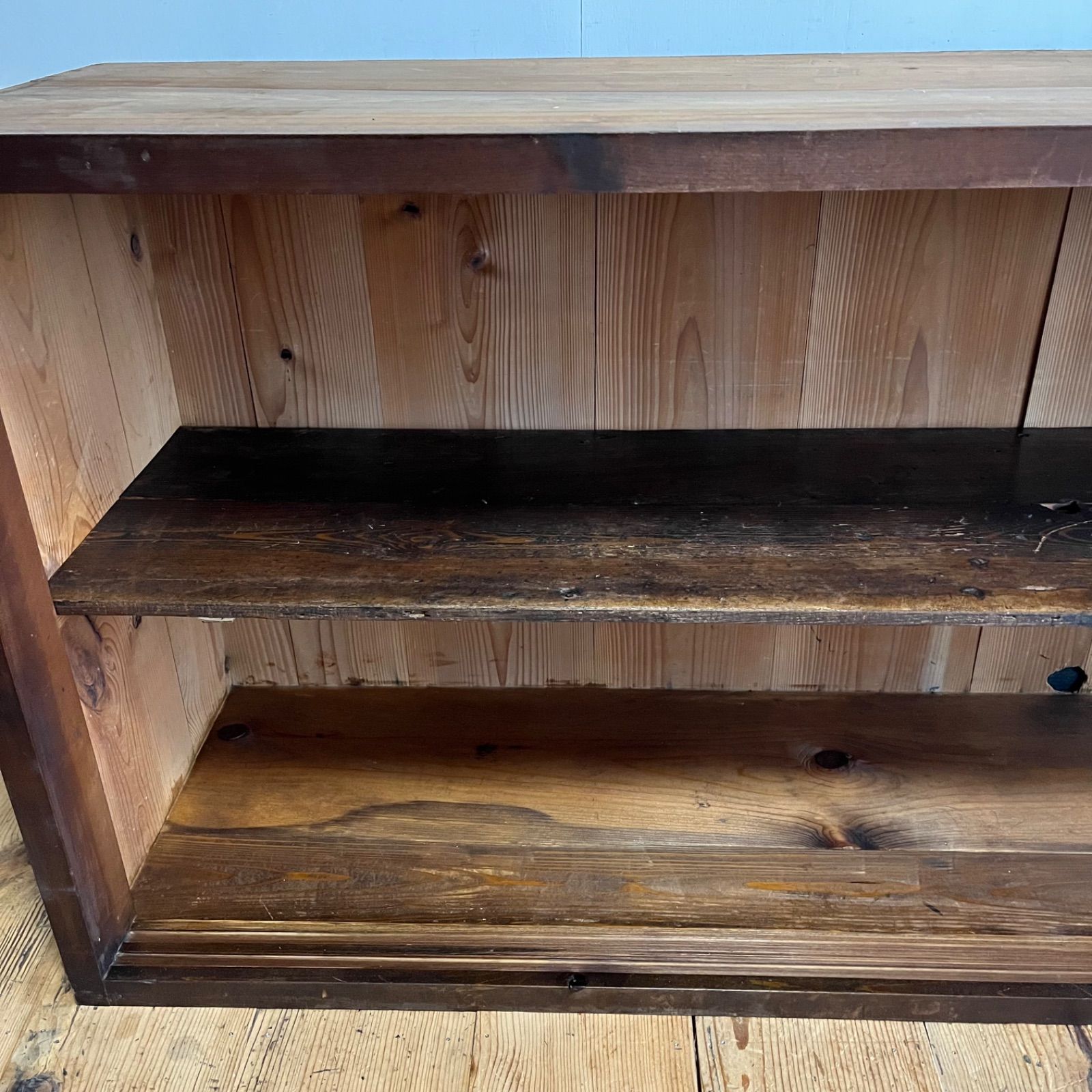 アンティーク 古家具 古道具 ガラス戸 ローボード 食器棚 水屋箪笥