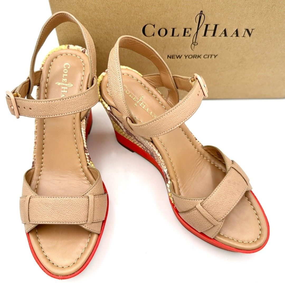 級 COLE HAAN 厚底サンダル 本革 ブラウン 1502 T