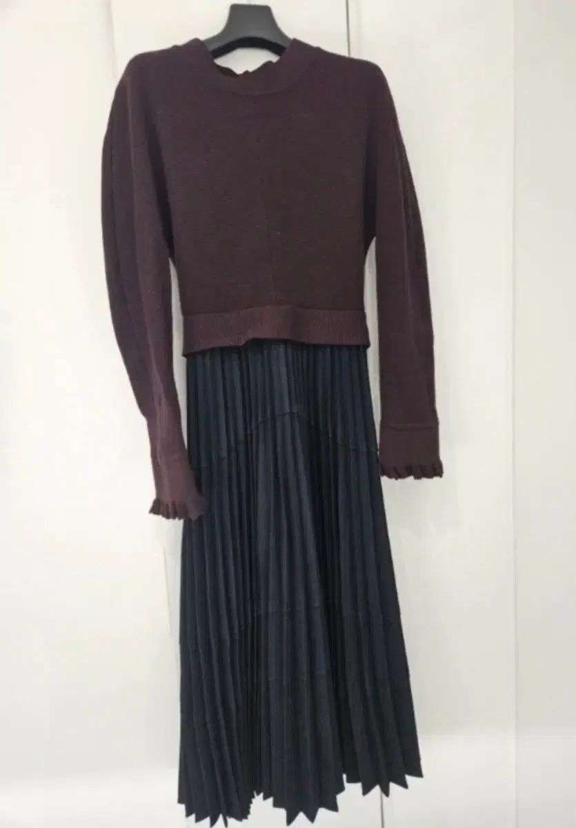 The SJSJ ニット プリーツ ONE PIECE 44 DARK PURPLE