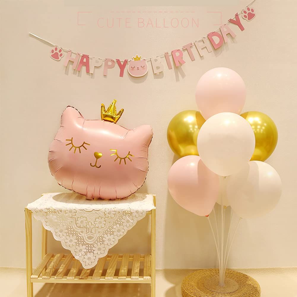 Mainiusi 誕生日 飾り付け バルーンセット 女の子 猫 風船 HAPPY