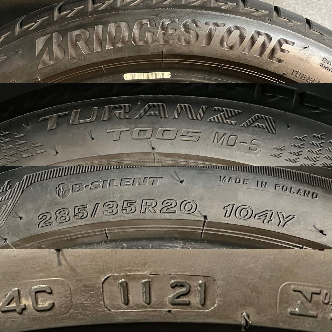  約7 6～7 8分山 ブリヂストン トランザ TURANZA T 005 MO S B SILENT 285 35 R 20 2本 h_820 20インチ サマータイヤ ノーマルタイヤ