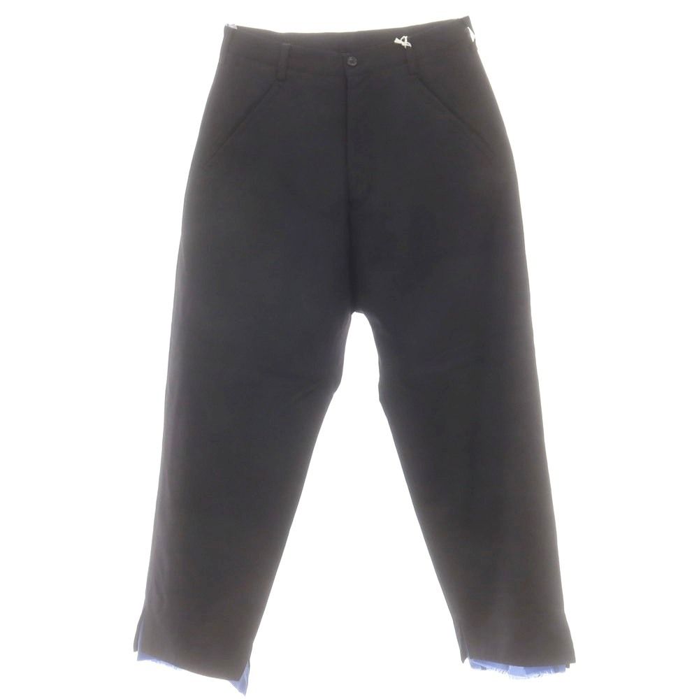 sulvam サルバム　ウールパンツ　ブラック 中古】サルバム sulvam ウール 裾スリット入り カジュアルスラックス