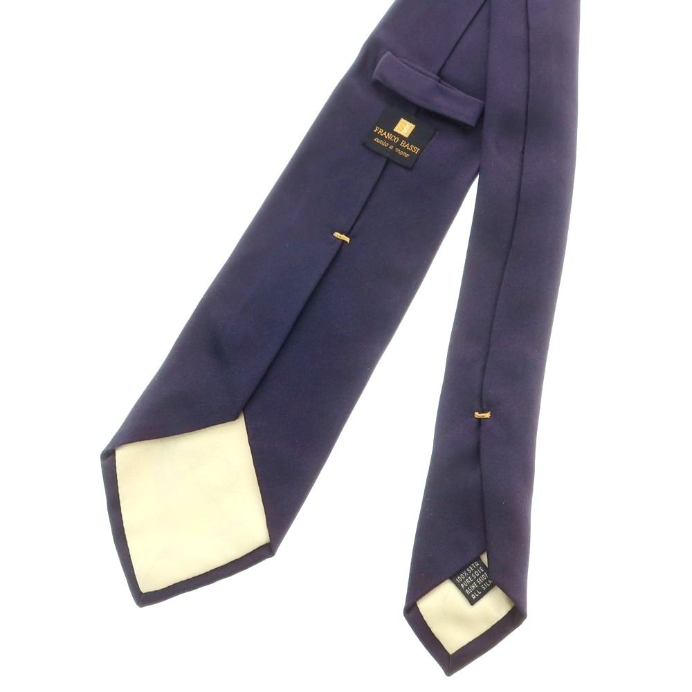 中古】フランコバッシ FRANCO BASSI シルク 無地ネクタイ ネイビー