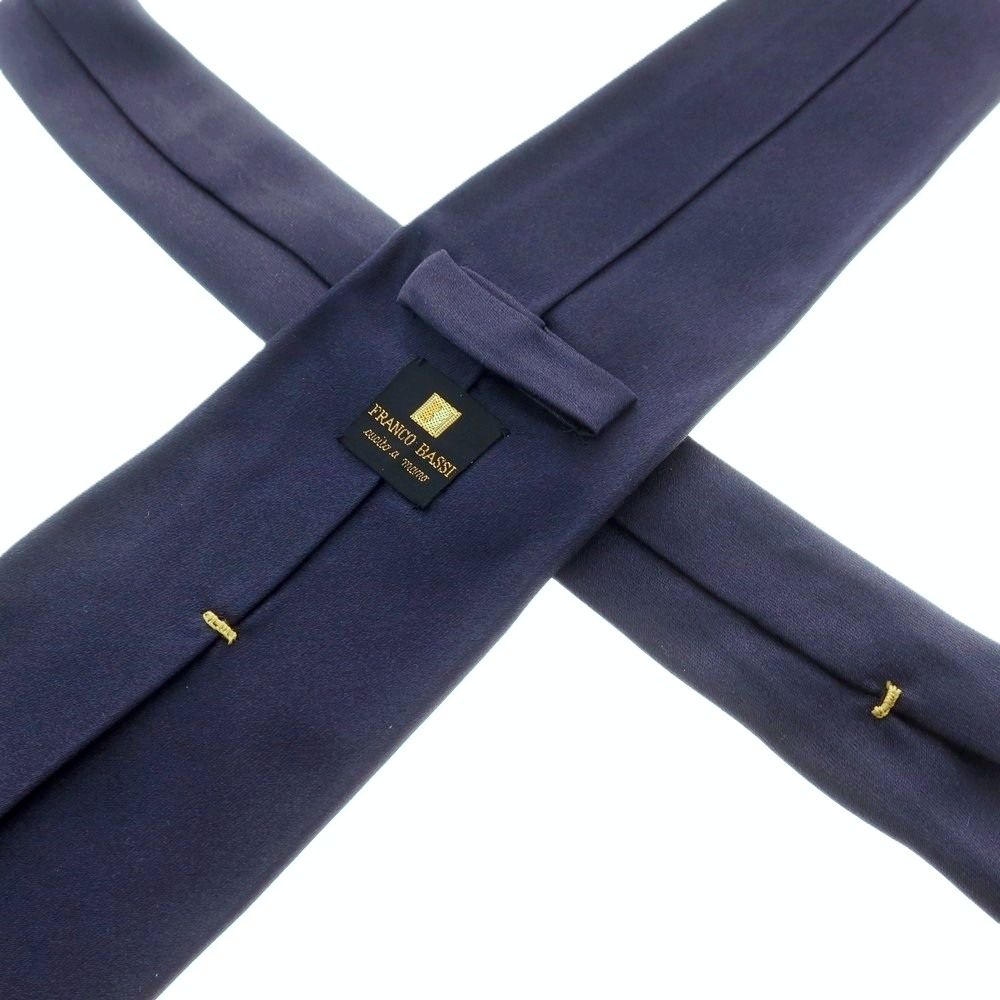 中古】フランコバッシ FRANCO BASSI シルク 無地ネクタイ ネイビー