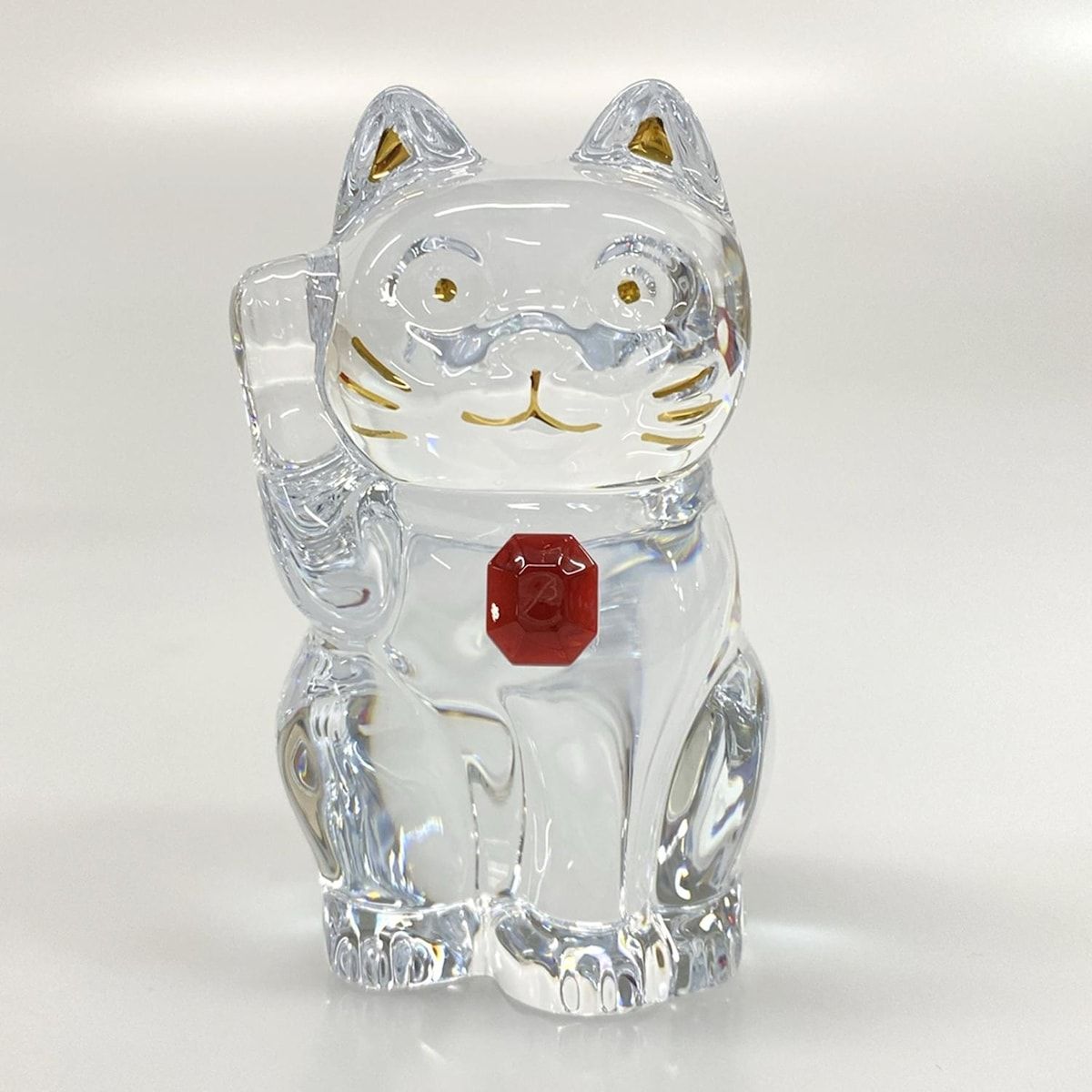 Baccarat(バカラ) 小物美品 ラッキーキャット クリア×ゴールド 置物