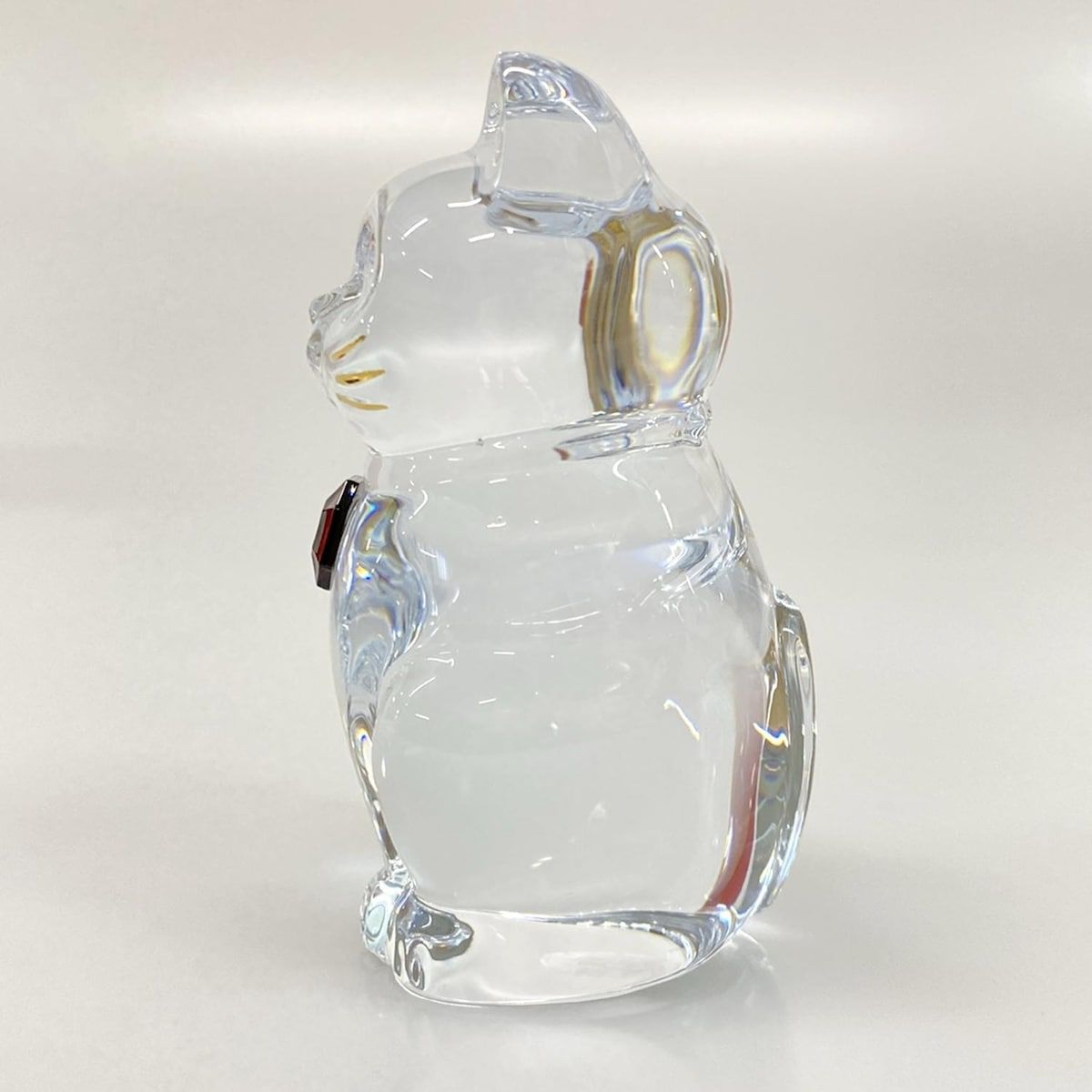 Baccarat(バカラ) 小物美品 ラッキーキャット クリア×ゴールド 置物