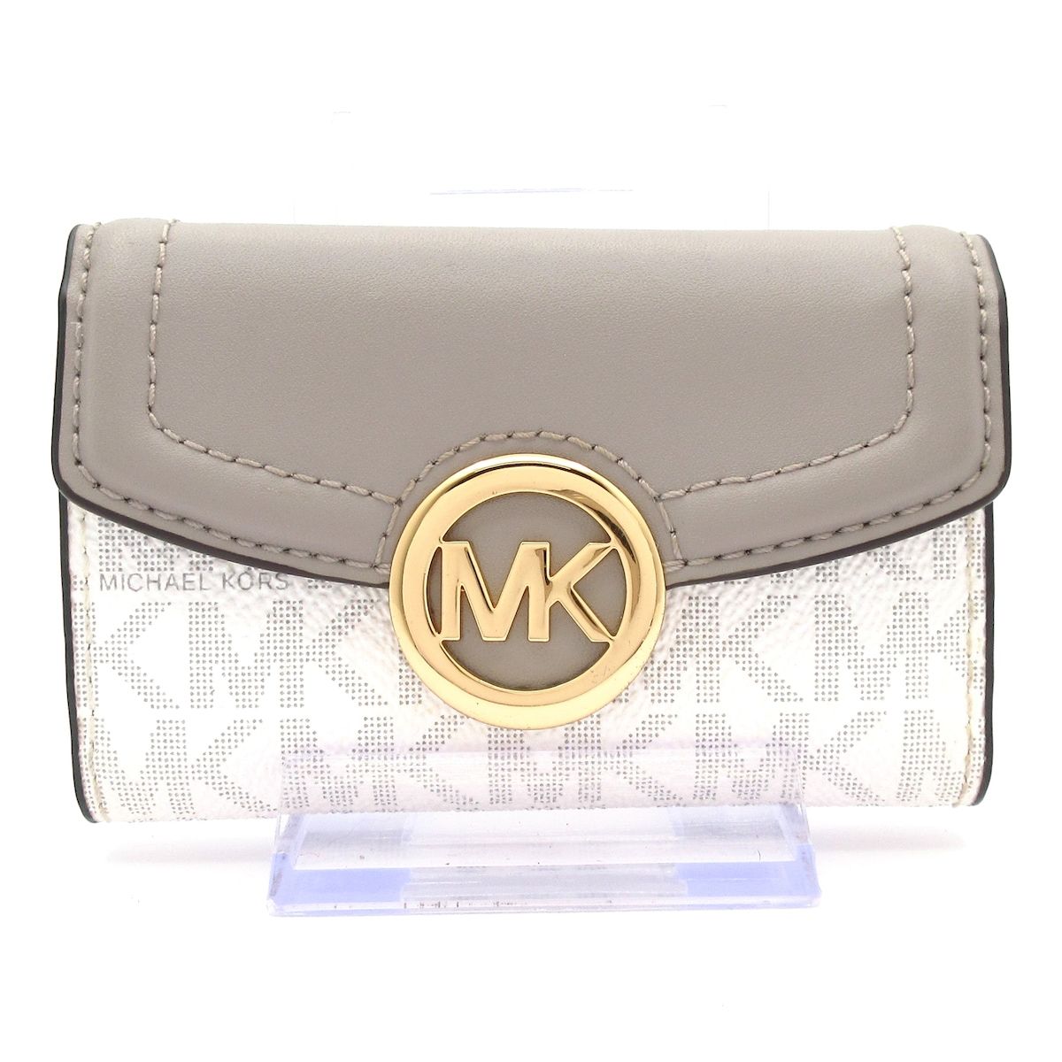 MICHAEL KORS(マイケルコース) キーケース美品 - ライトグレー×白 6連