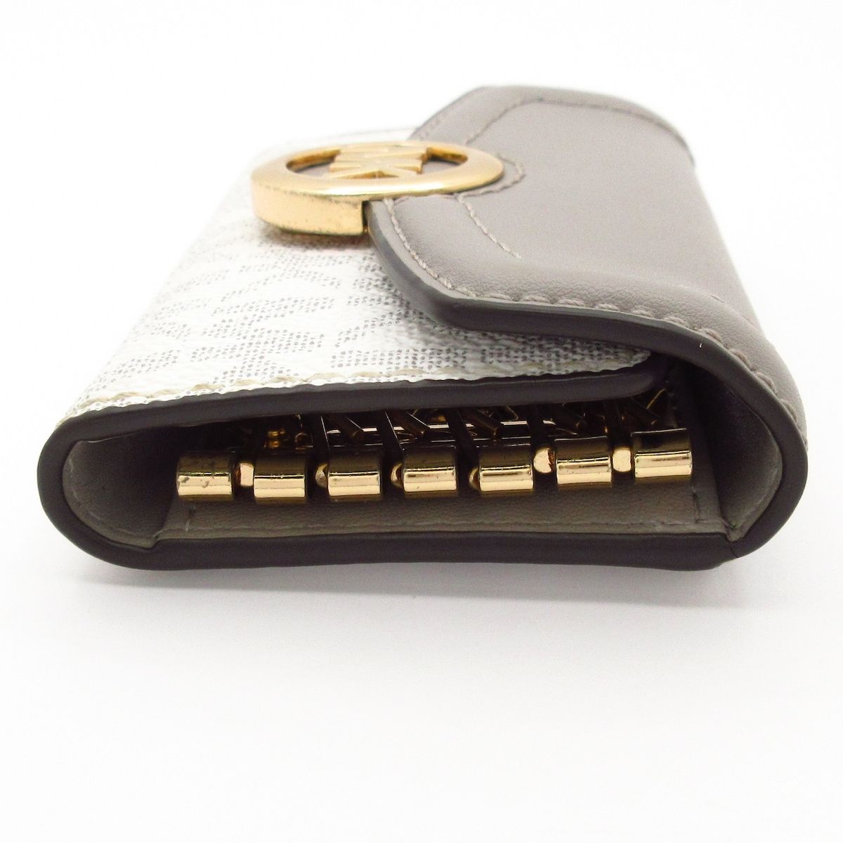  MICHAEL KORS マイケルコース キーケース ライトグレー 白 6連フック レザー キーケース 小物